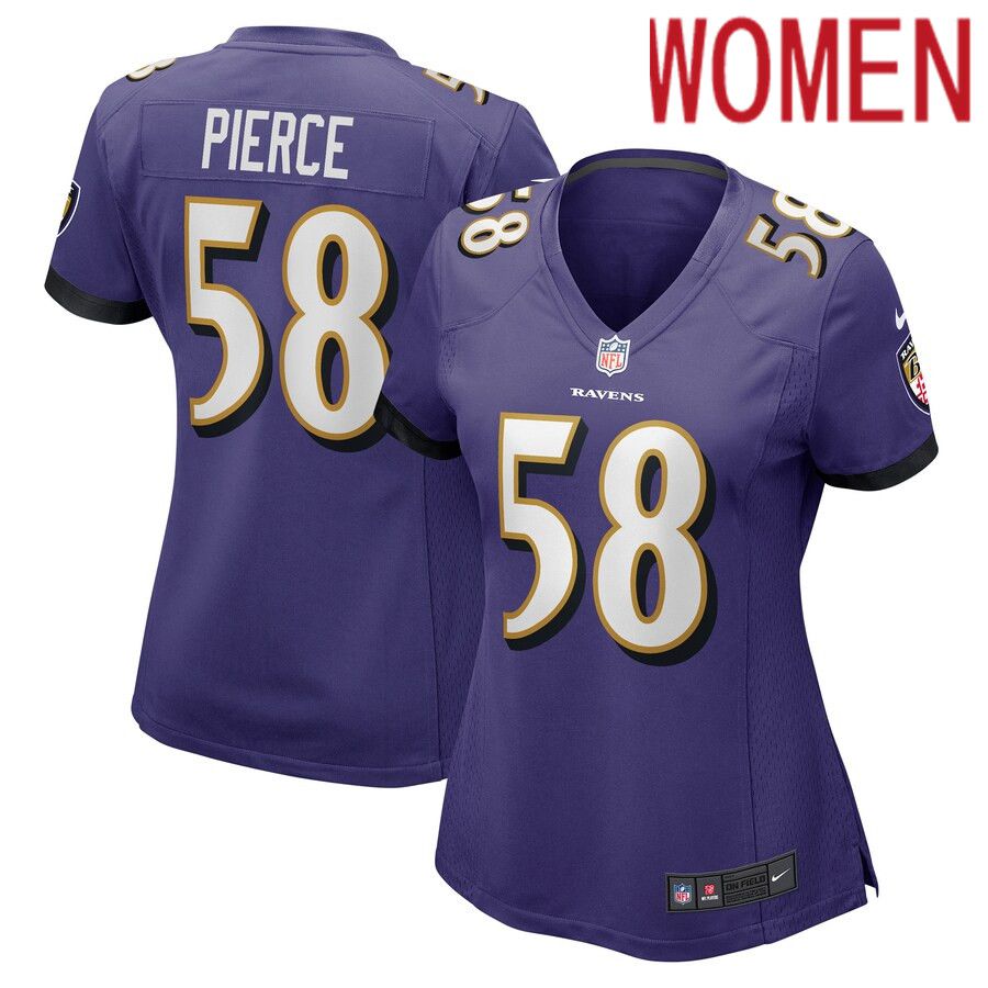 Women Baltimore Ravens 58 Michael Pierce Nike Purple Game NFL Jersey